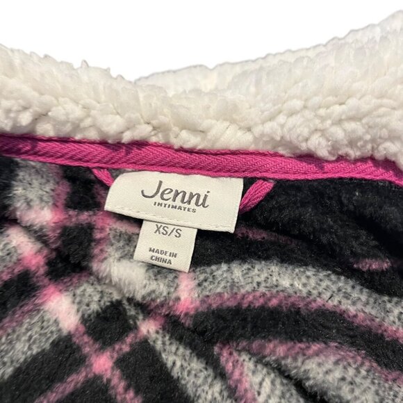 Jenni Intimates Women's XS/S Hooded Plaid Fleece Robe Multicolor Comfy Lounge - Picture 3 of 5